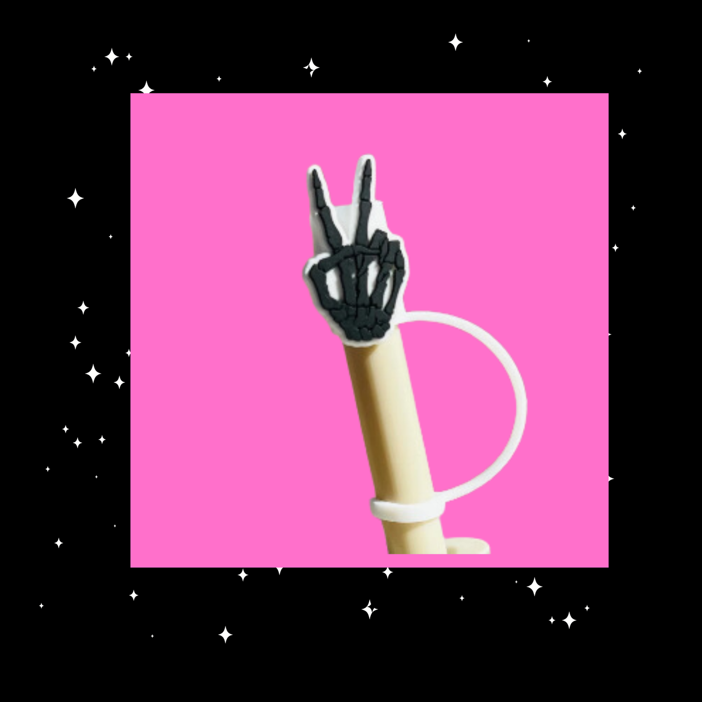 Skeleton Peace Straw Topper