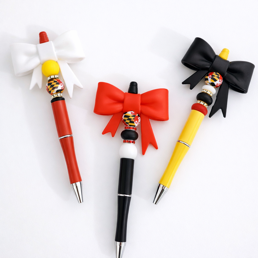 3D Bow Maryland Themed Beadable Pen