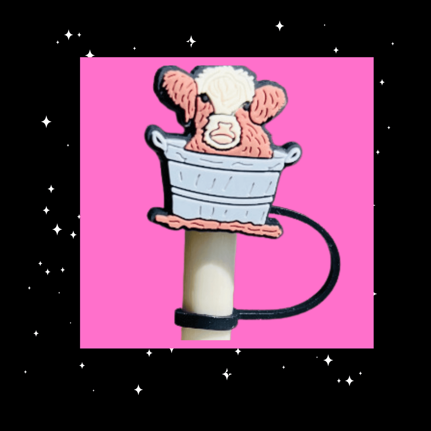 Animals in Bucket Straw Topper