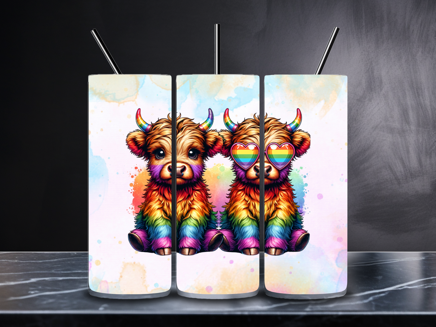 Rainbow Highland Cow