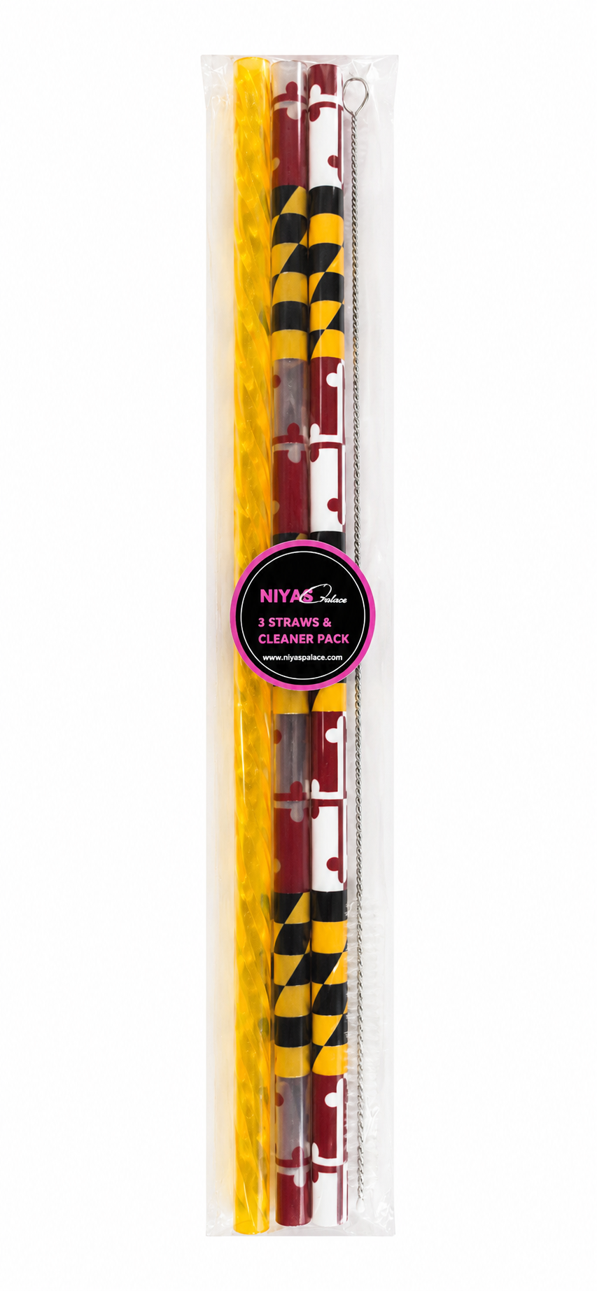Maryland-Themed 10mm Reusable Straw Pack | Includes 3 Reusable Straws & Cleaner