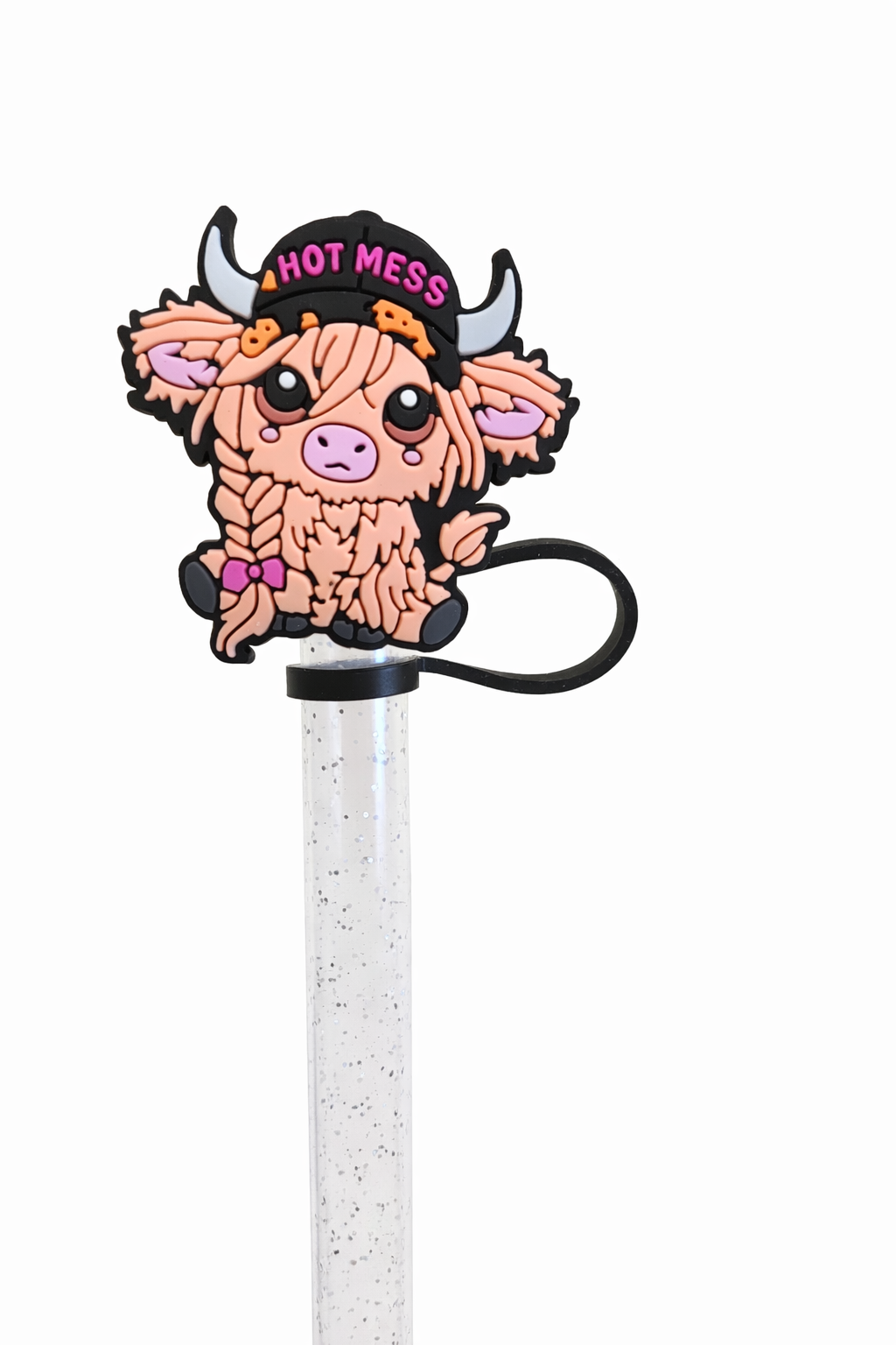 Hot Mess Cow 10mm Straw Topper