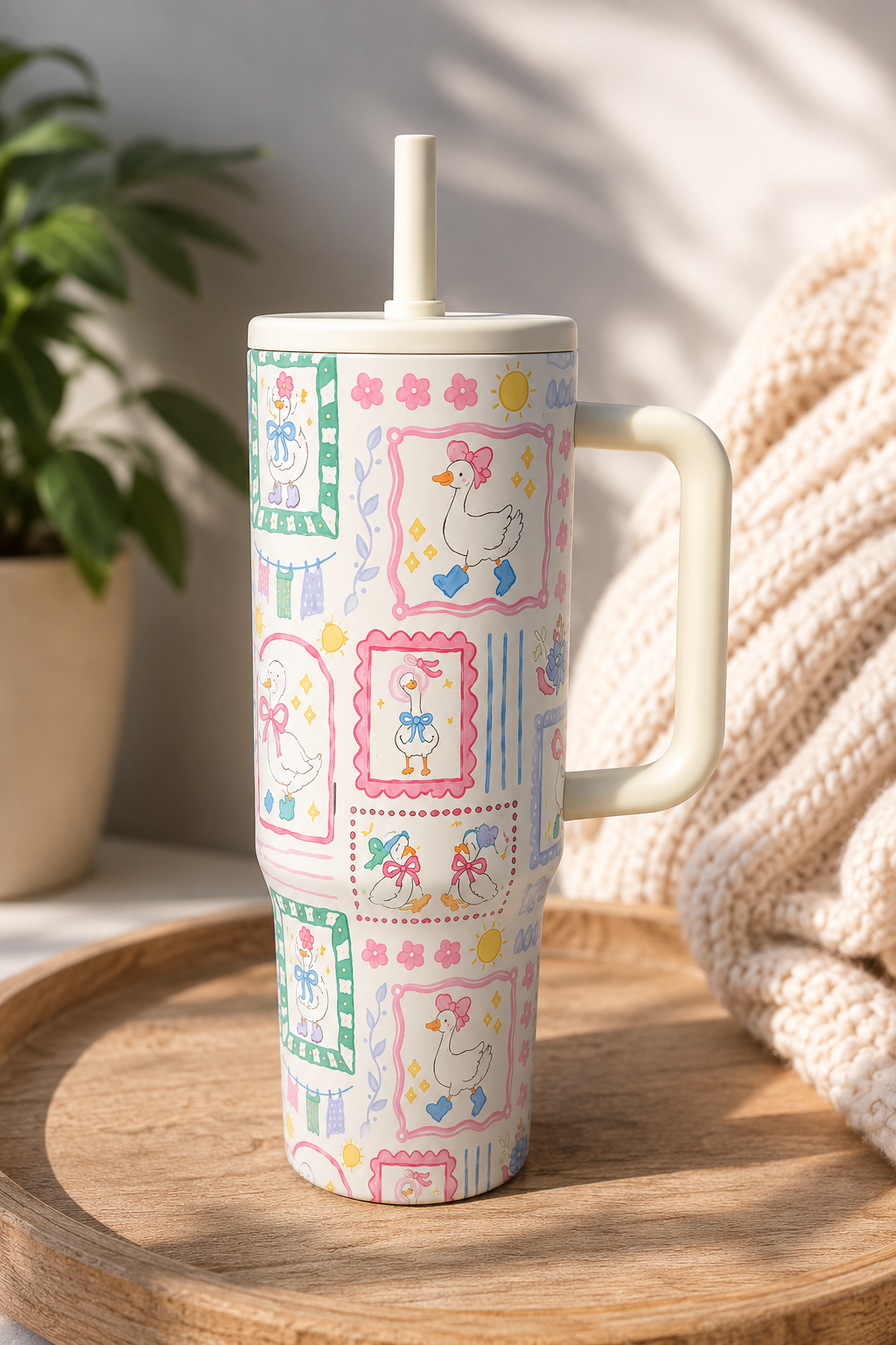 Goose Collage 40oz Stainless Steel Tumbler with Handle | Double-Wall Insulated Travel Cup