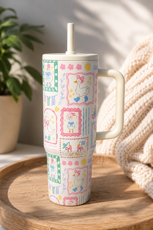 Goose Collage 40oz Stainless Steel Tumbler with Handle | Double-Wall Insulated Travel Cup