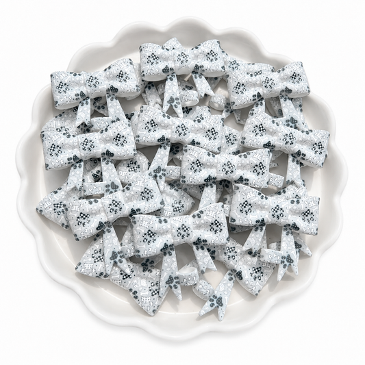 3D B/W Paw Print Bow Straw Topper for 40oz Tumblers