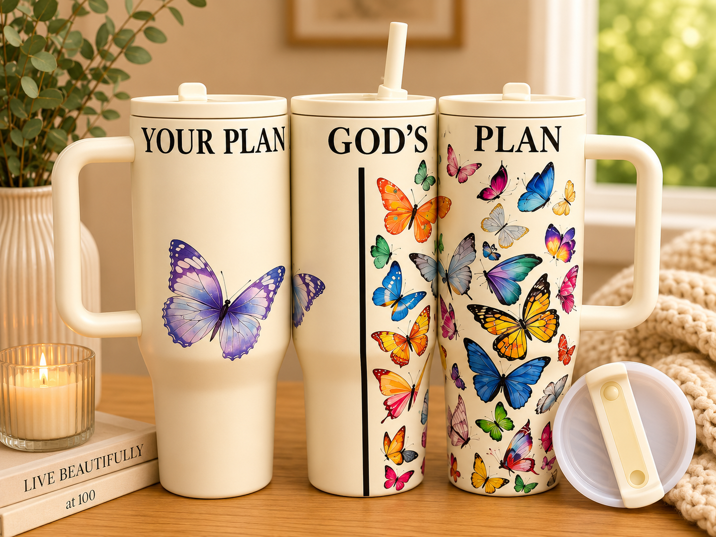 Faith-Based 40oz Tumbler with Handle | Christian Insulated Stainless Steel Travel Cup