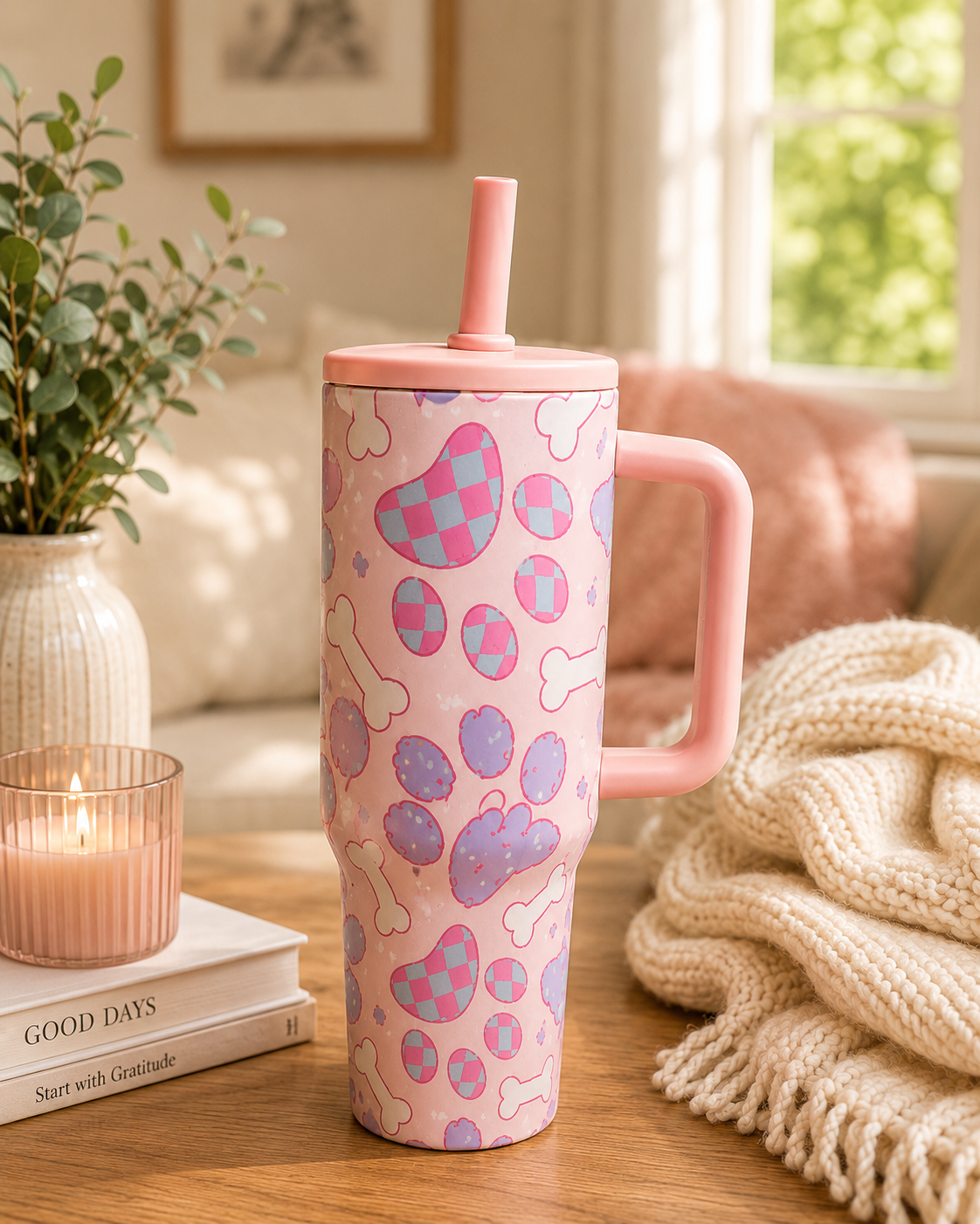 Dog Lovers 40oz Stainless Steel Tumbler with Handle & Straw