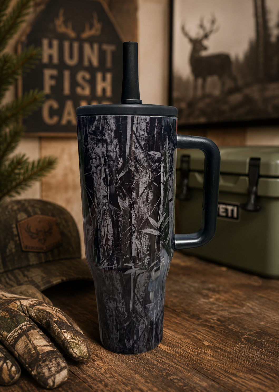 Camo 40oz Stainless Steel Tumbler Collection with Handle & Straw