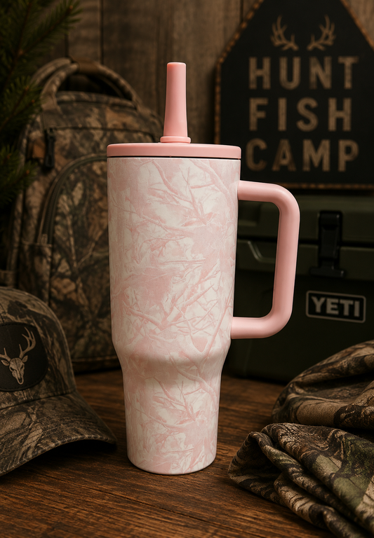 Camo 40oz Stainless Steel Tumbler Collection with Handle & Straw